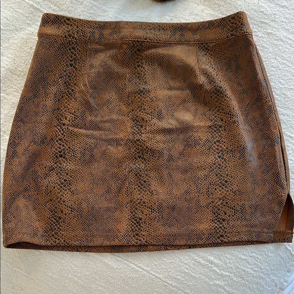 Brown Snake Print Skirt